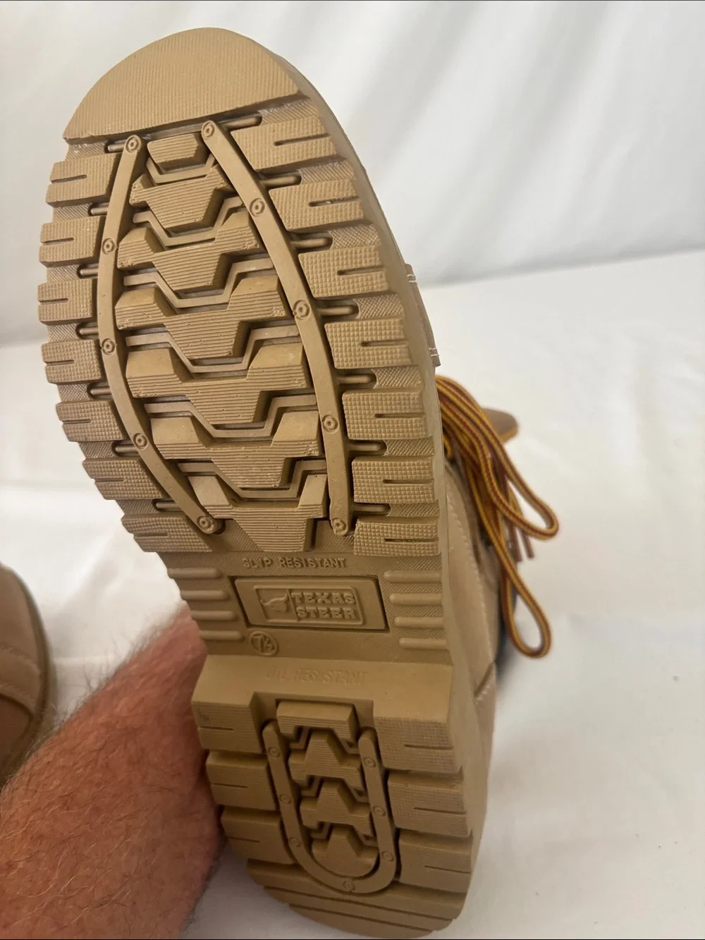 Texas Steer Men's Tan Work Boots with Cushioned Support. Excellent Soles.